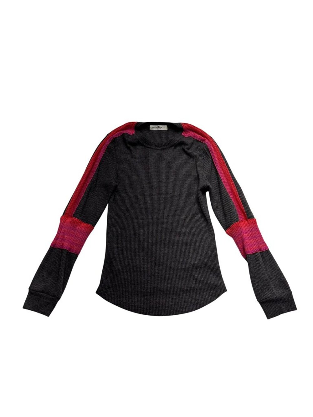 Natural Life London Trim Thermal Long Sleeve Shirt Sz Small Charcoal Boho Casual